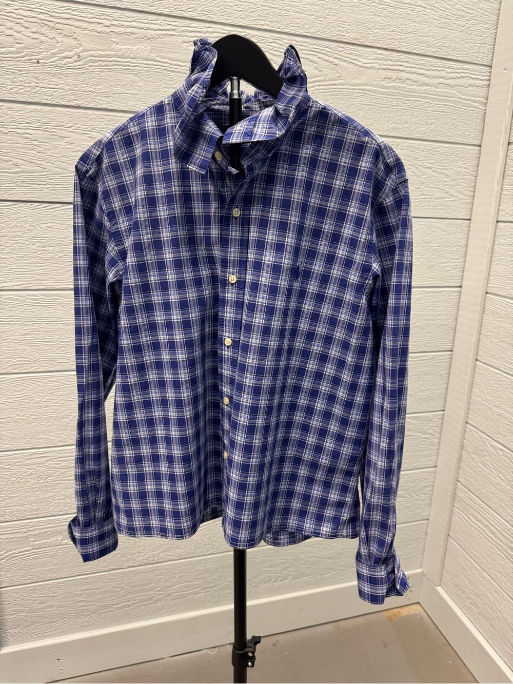 Ralph Lauren Blue Plaid Button-Front Blouse, thoughtfully reimagined